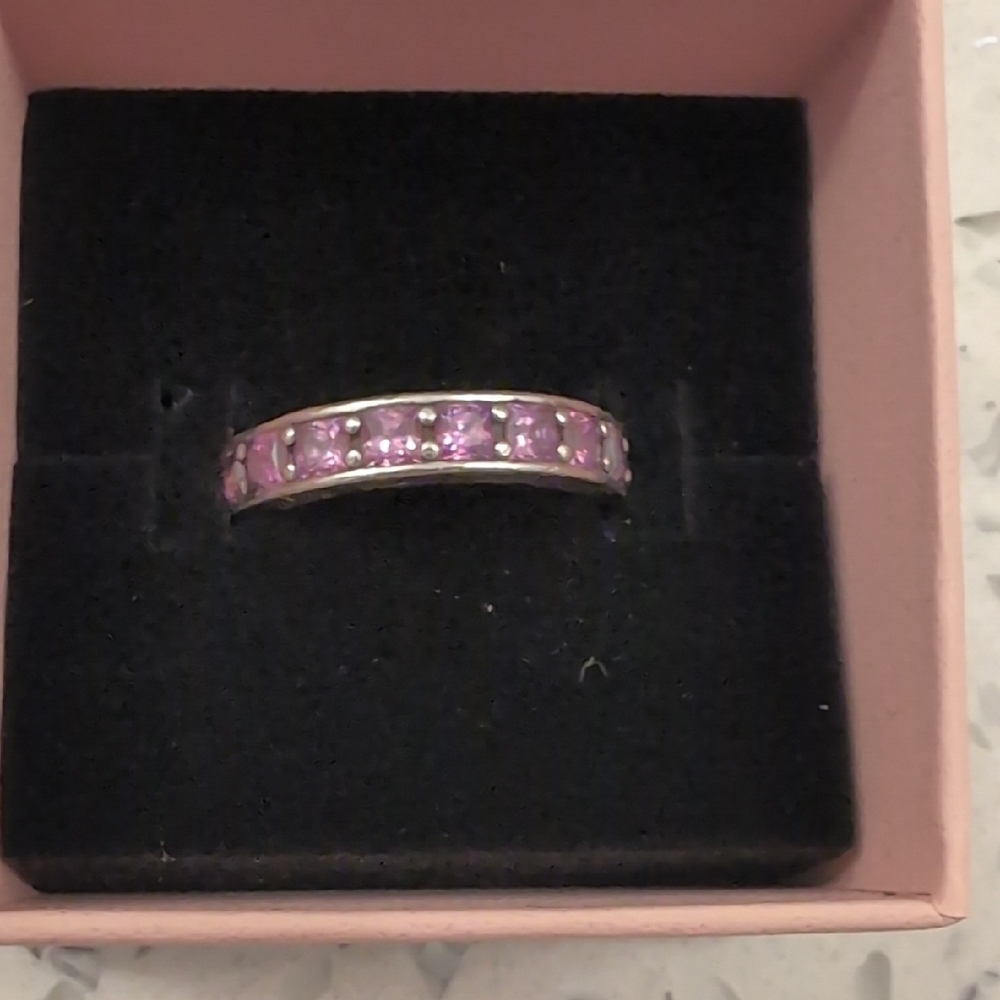 Elegant Silver and Pink Women's Ring Size 7 From Pandora